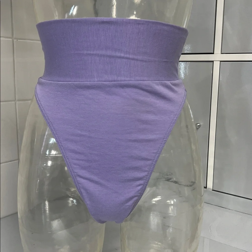Candiotti 80s 90s Roll-Waist Thong Bodywear M NWOT Lavender - Picture 5 of 9